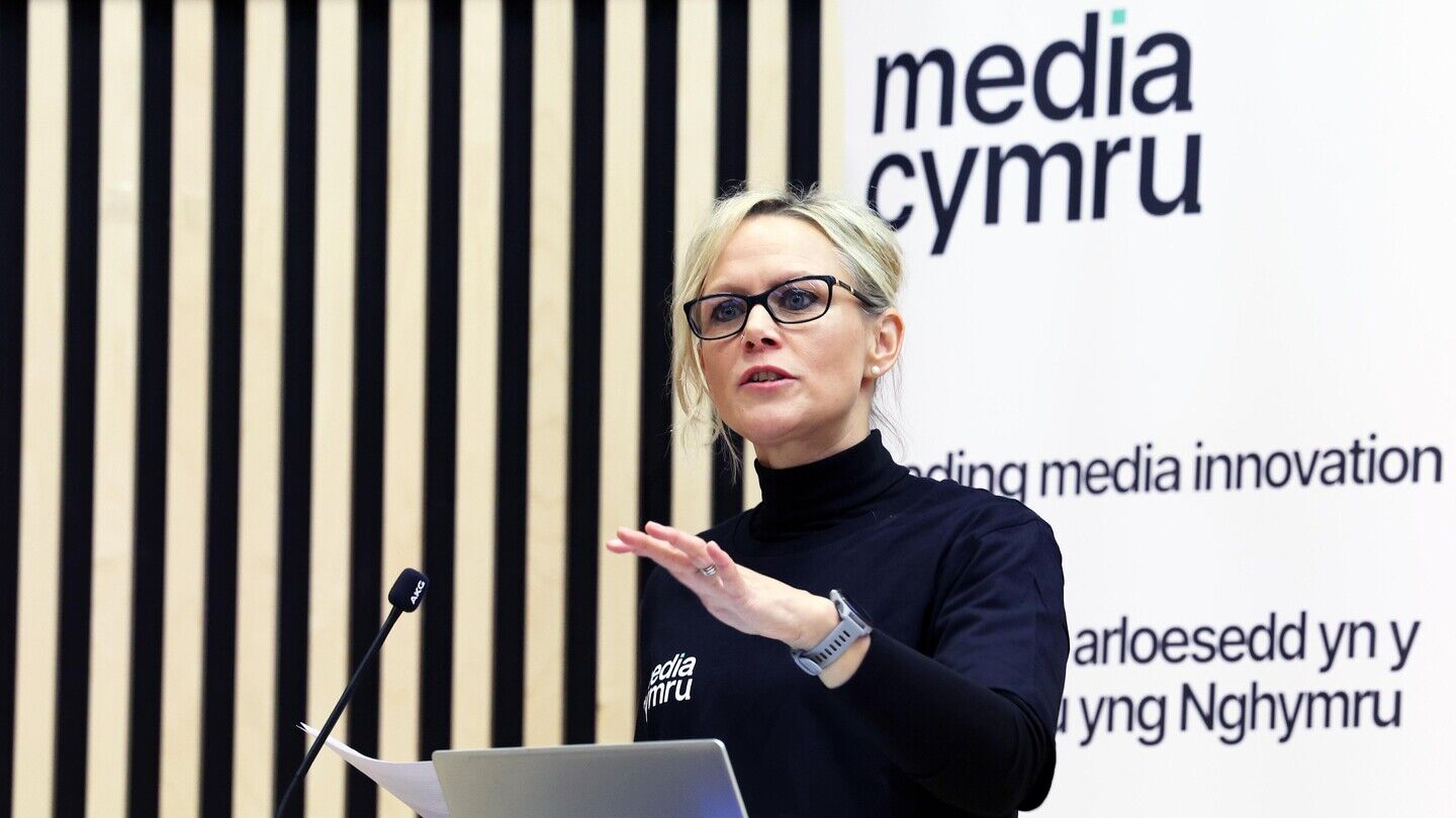 Sara Pepper at Media Cymru's Funding Marketplace 2025